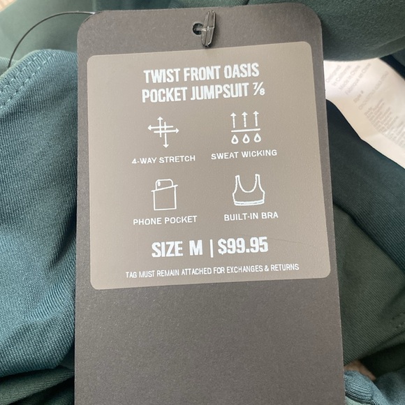 NWT Fabletics Oasis Twist Front Pocket 7/8 Jumpsuit Everpine Green Size M - Picture 13 of 14